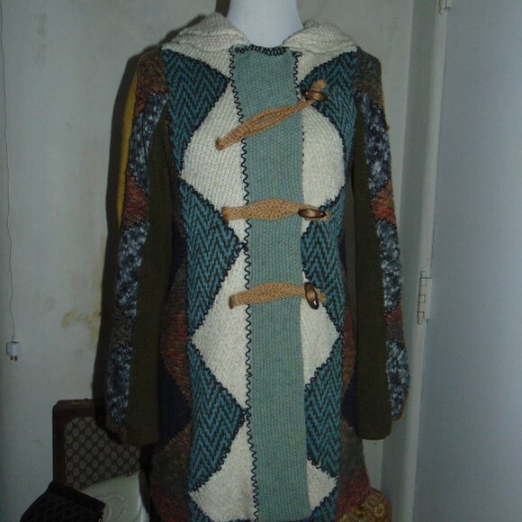 Anthropologie Charlie & Robin Cardigan Patch Knit S Chunky Cottage Cabin Core - Picture 7 of 14